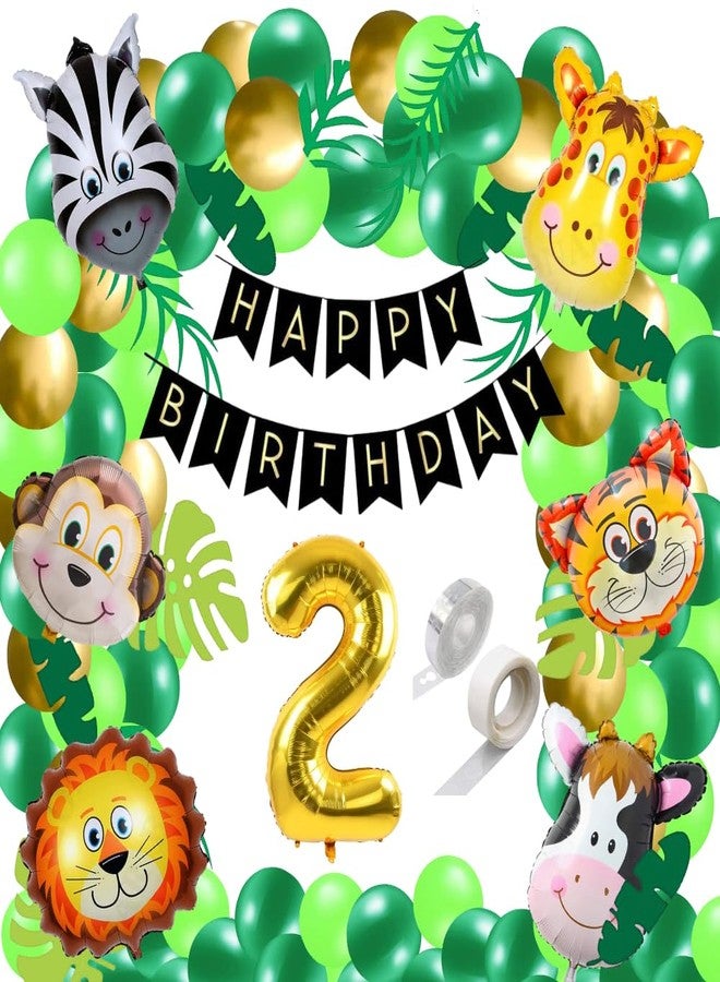 FI - FLICK IN 70 Pcs 2nd Jungle Theme Birthday Decoration, Animal Theme Jungle Safari Decoration Items For Kids 2nd Birthday, Decoration Kit 2 year (Pack of 70) - Image 1
